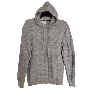 SUN + STONE Marled Knit Hoodie Pullover Sweatshirt Mens Medium Gray Long Sleeve
